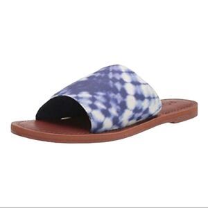 Roxy Women's Kaia Blue/White Tie Dye Slide Sandal Size 8.